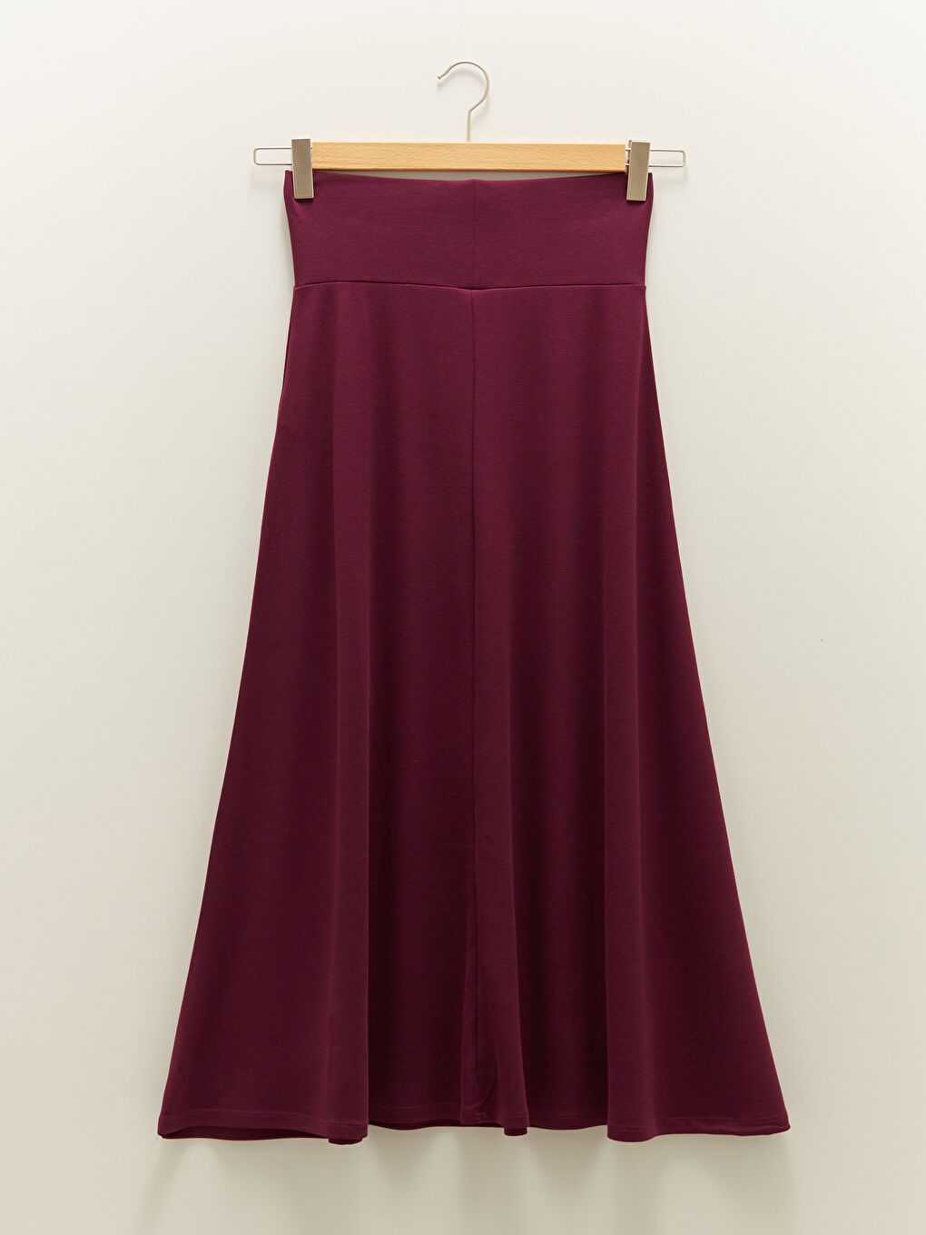 Elastic Waist Plain Comfortable Fit Ponte Fabric Women's Flared Skirt-6