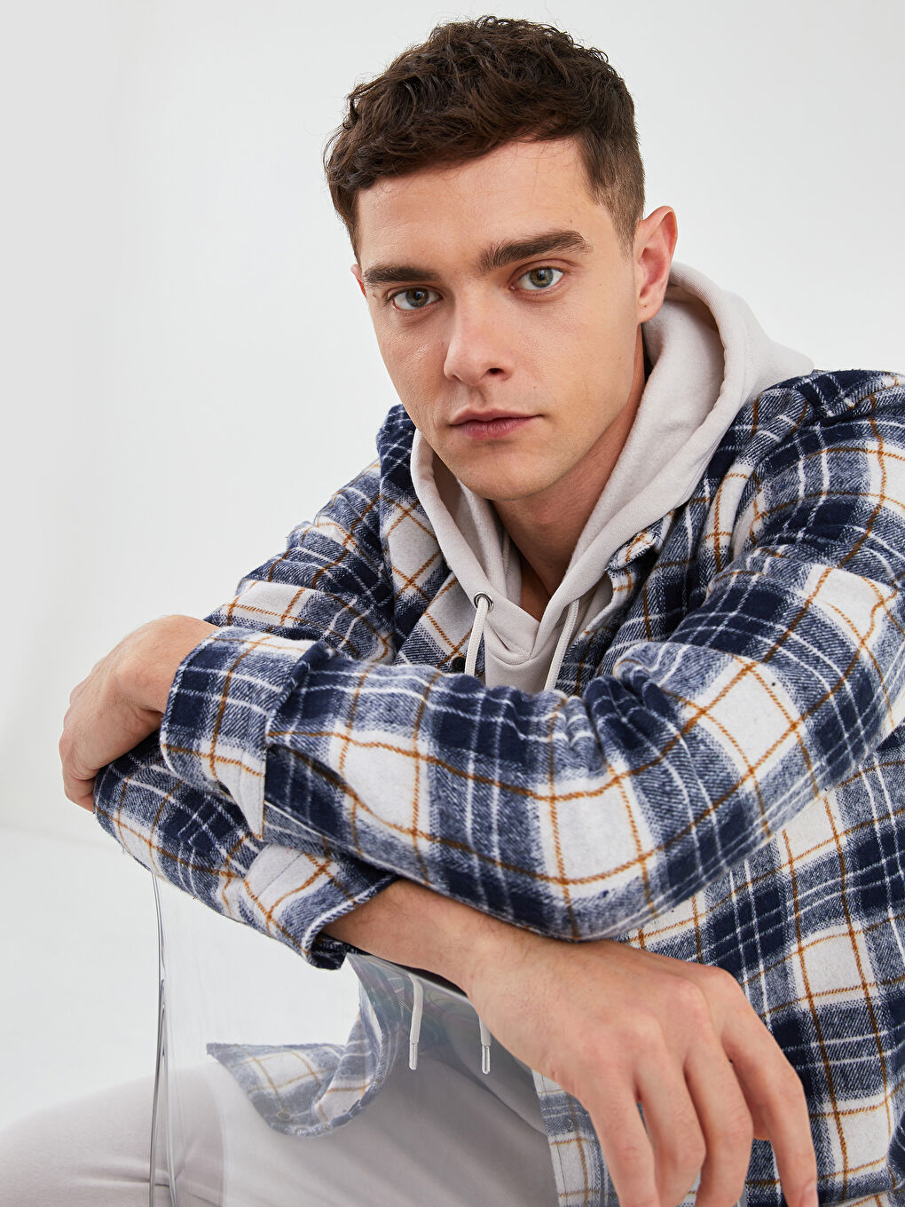 Regular Fit Long Sleeve Plaid Men's Flannel Shirt Jacket-1