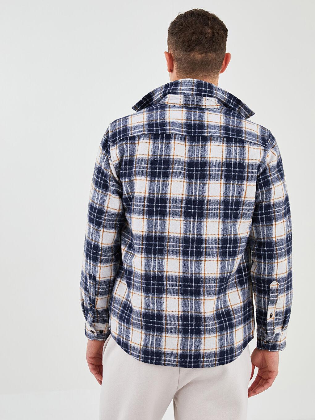 Regular Fit Long Sleeve Plaid Men's Flannel Shirt Jacket-4