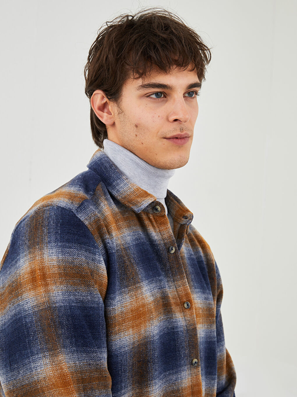 XSIDE Regular Fit Long Sleeve Plaid Men's Flannel Shirt Jacket -W1GE26Z8-LN6