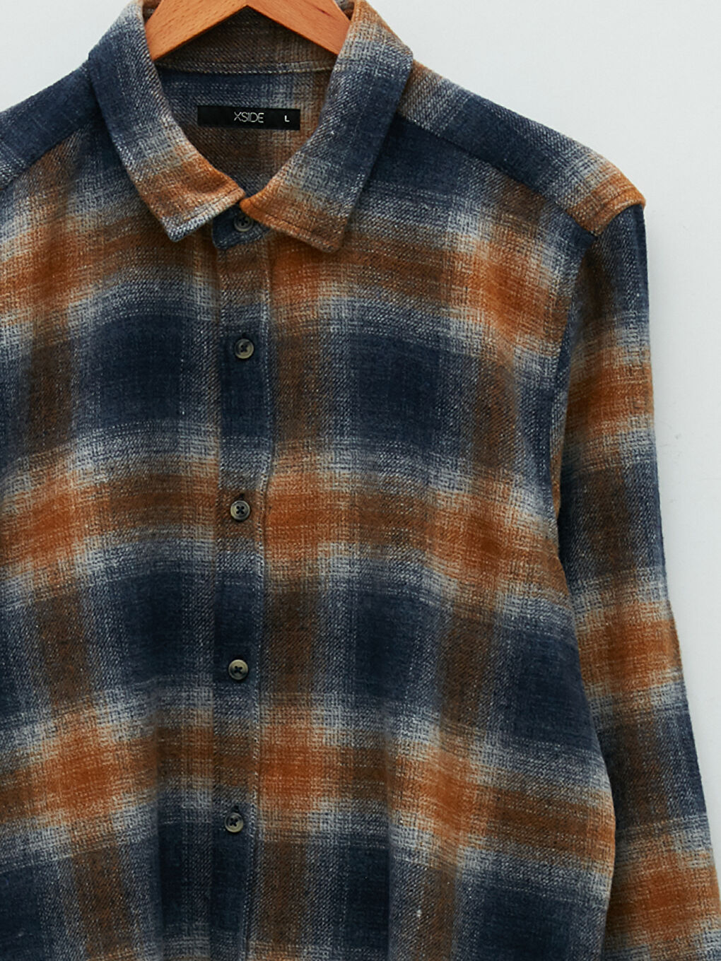 XSIDE Regular Fit Long Sleeve Plaid Men's Flannel Shirt Jacket -W1GE26Z8-LN6