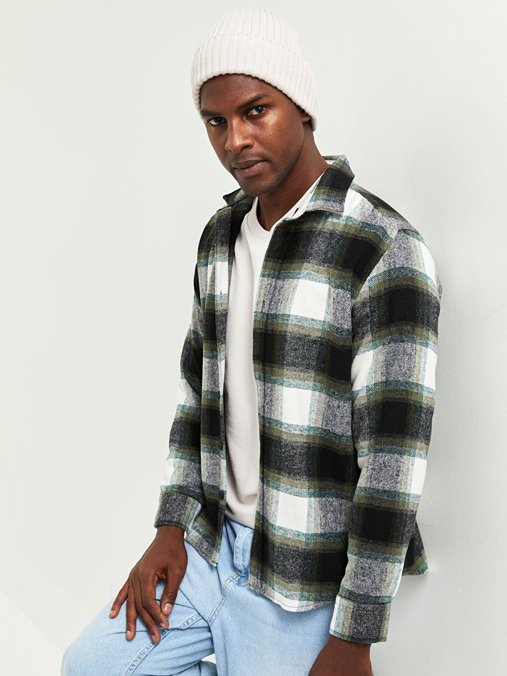 XSIDE Regular Fit Long Sleeve Plaid Men's Flannel Shirt Jacket -W1GE29Z8-LME