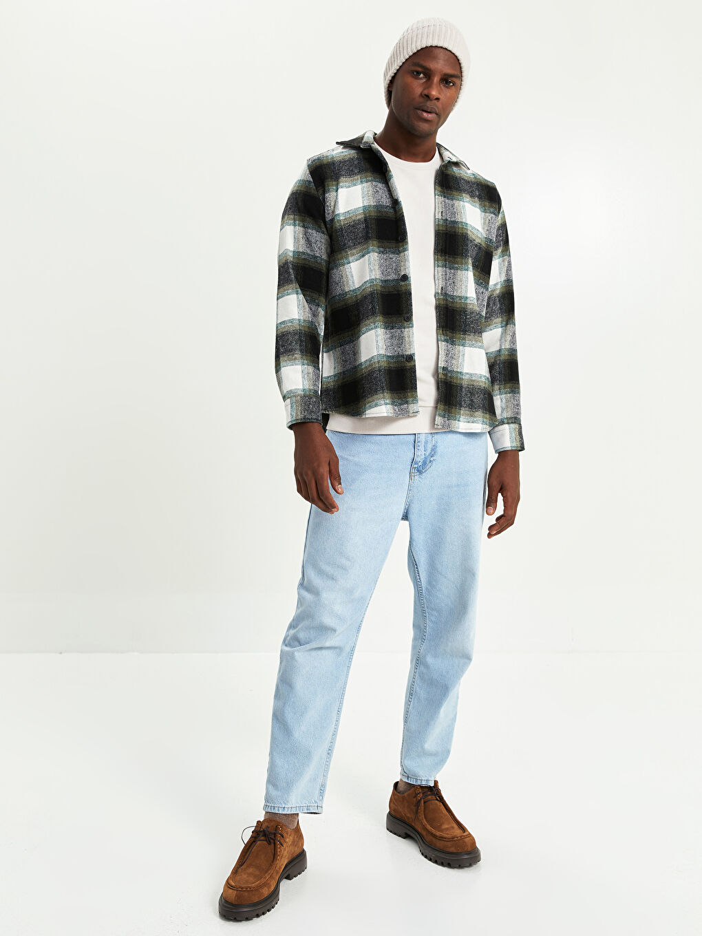 XSIDE Regular Fit Long Sleeve Plaid Men's Flannel Shirt Jacket -W1GE29Z8-LME
