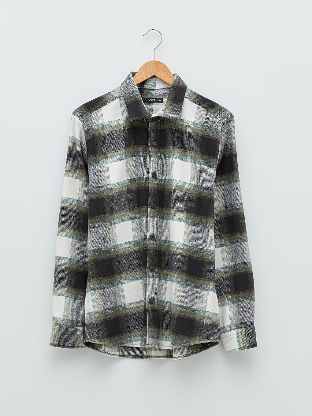 XSIDE Regular Fit Long Sleeve Plaid Men's Flannel Shirt Jacket -W1GE29Z8-LME
