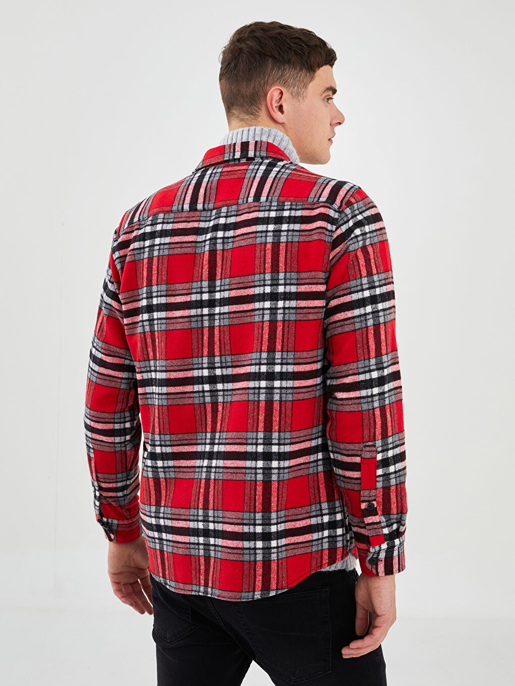 XSIDE Regular Fit Long Sleeve Plaid Men's Flannel Shirt Jacket -W1GE30Z8-LPA