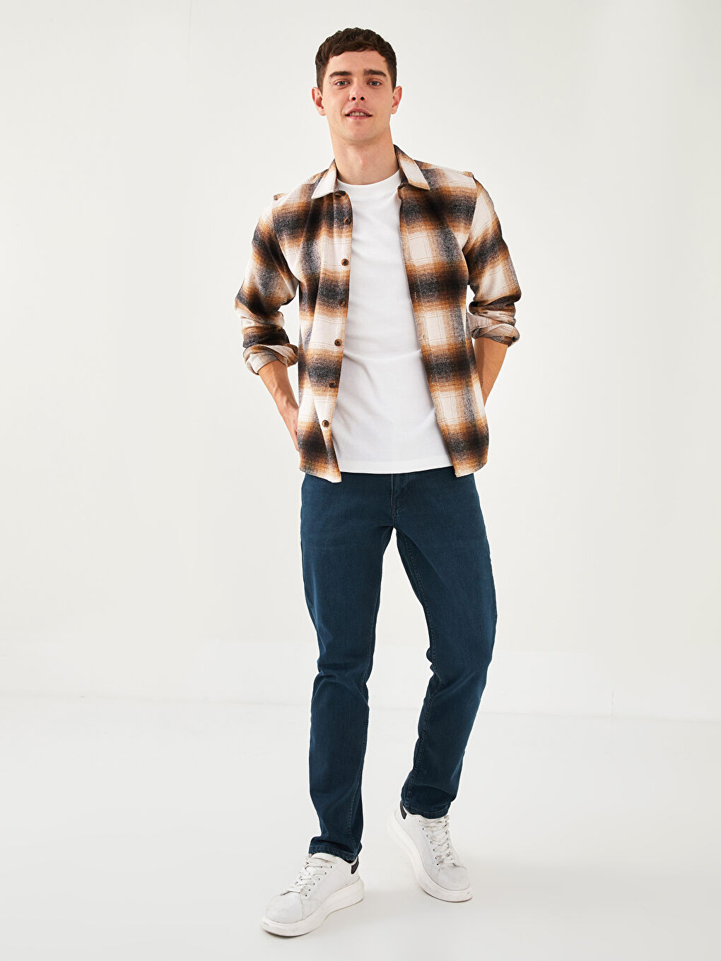 Regular Fit Long Sleeve Plaid Men's Flannel Shirt Jacket -W1GE36Z8-LLL