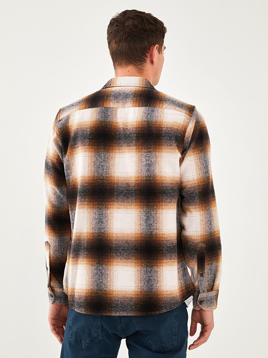 Regular Fit Long Sleeve Plaid Men's Flannel Shirt Jacket -W1GE36Z8-LLL