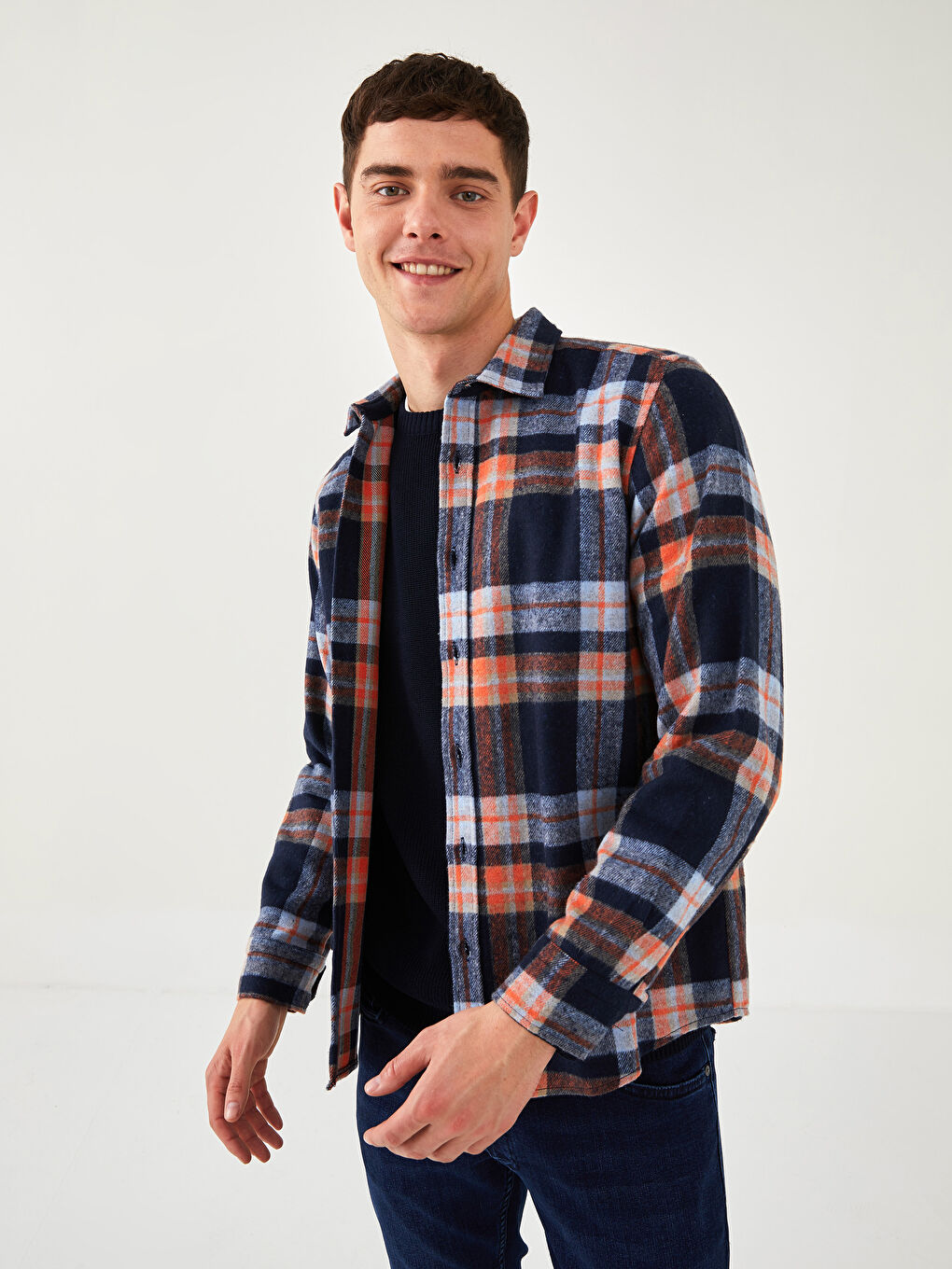 XSIDE Regular Fit Long Sleeve Plaid Men's Flannel Shirt Jacket -W1GE86Z8-LND