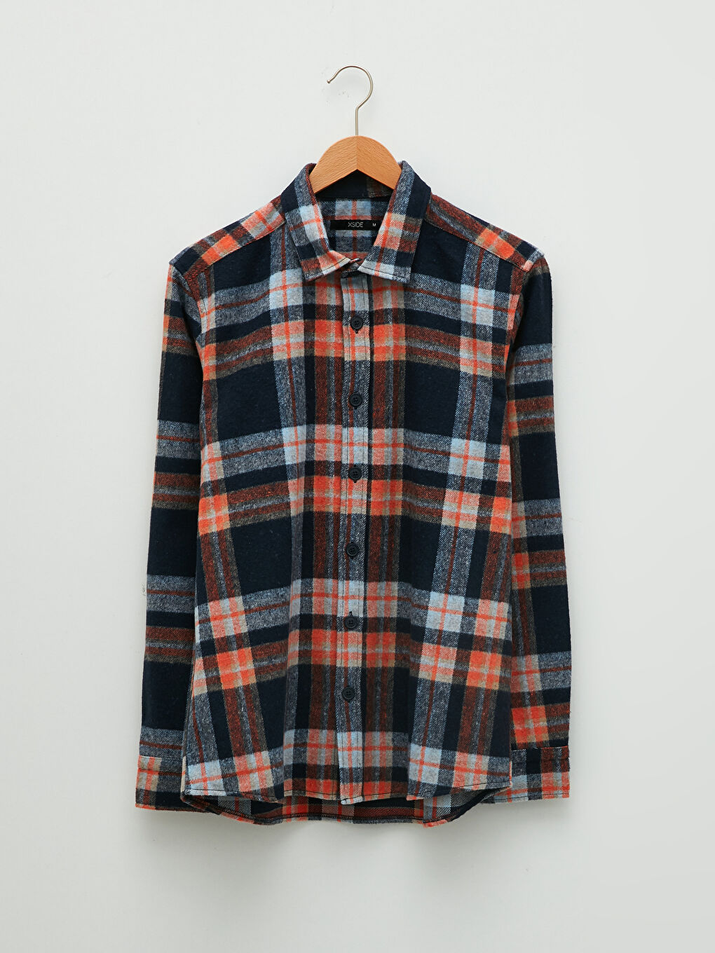 XSIDE Regular Fit Long Sleeve Plaid Men's Flannel Shirt Jacket -W1GE86Z8-LND