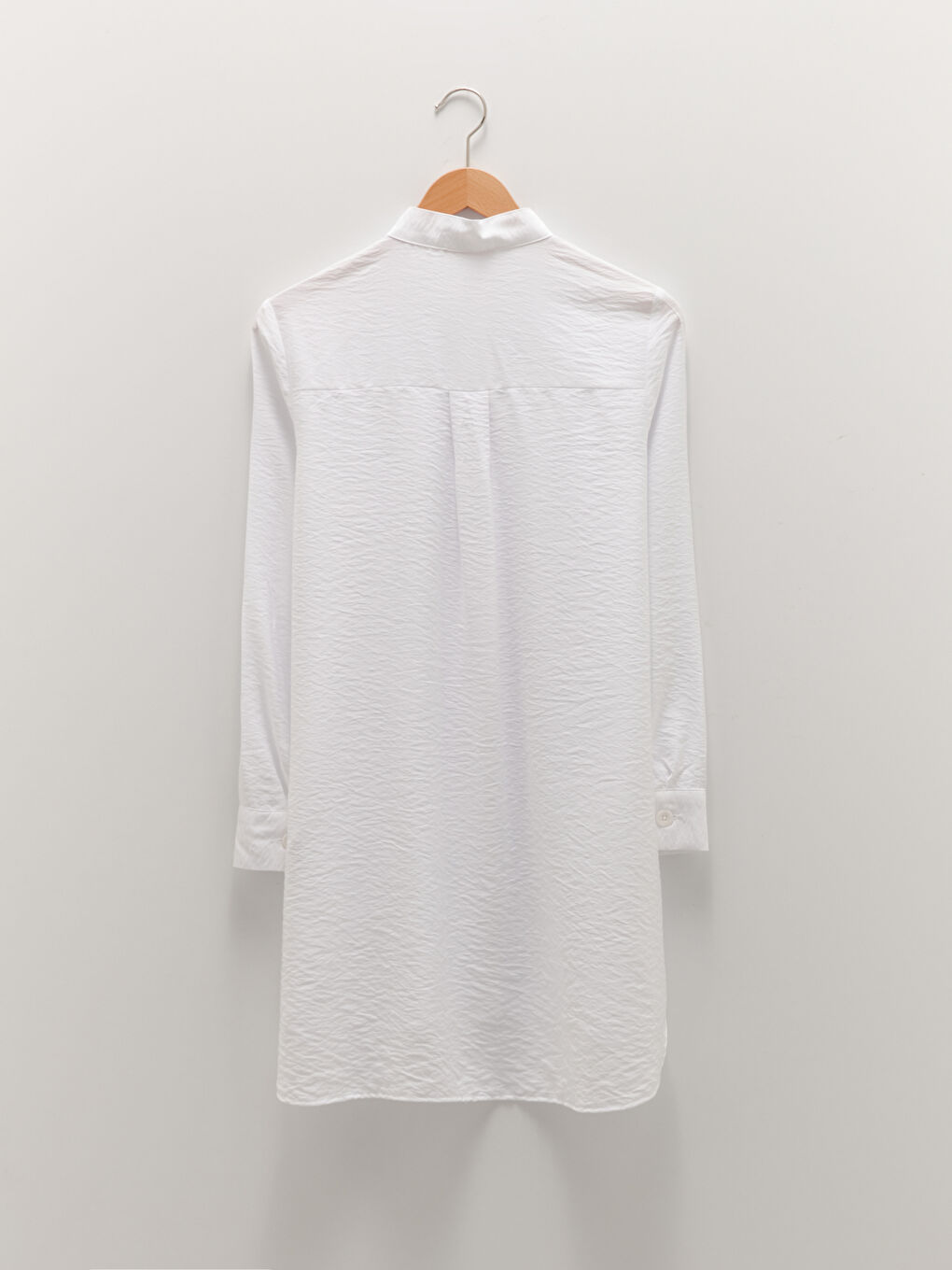 Ekru Hakim Yaka Düz Uzun Kollu Kadın Tunik-6