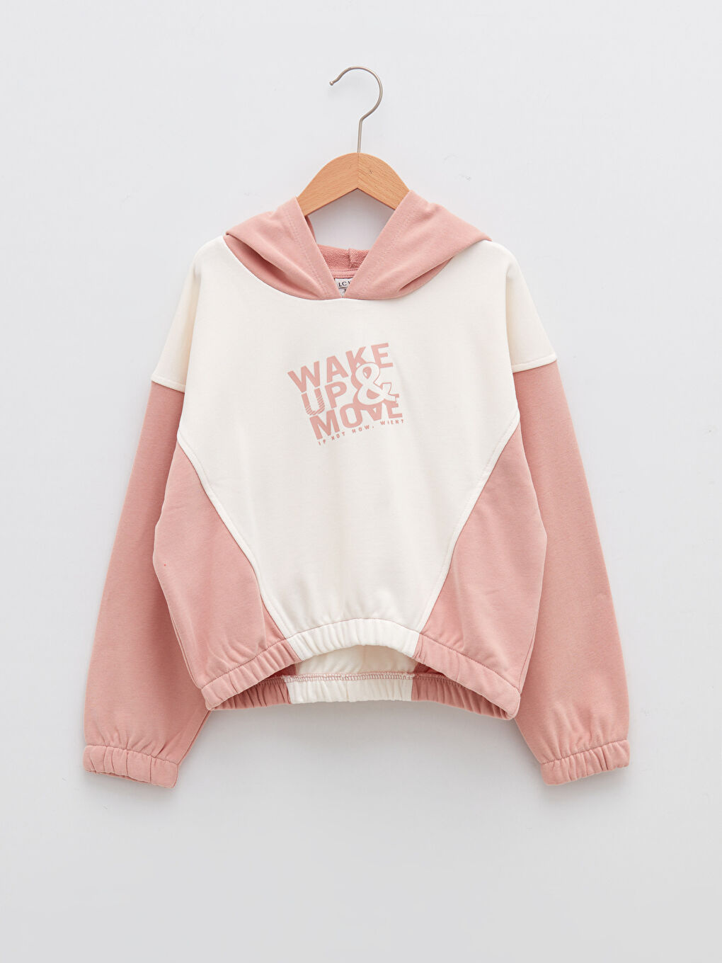 Pembe Kapüşonlu Baskılı Uzun Kollu Kız Çocuk Sweatshirt