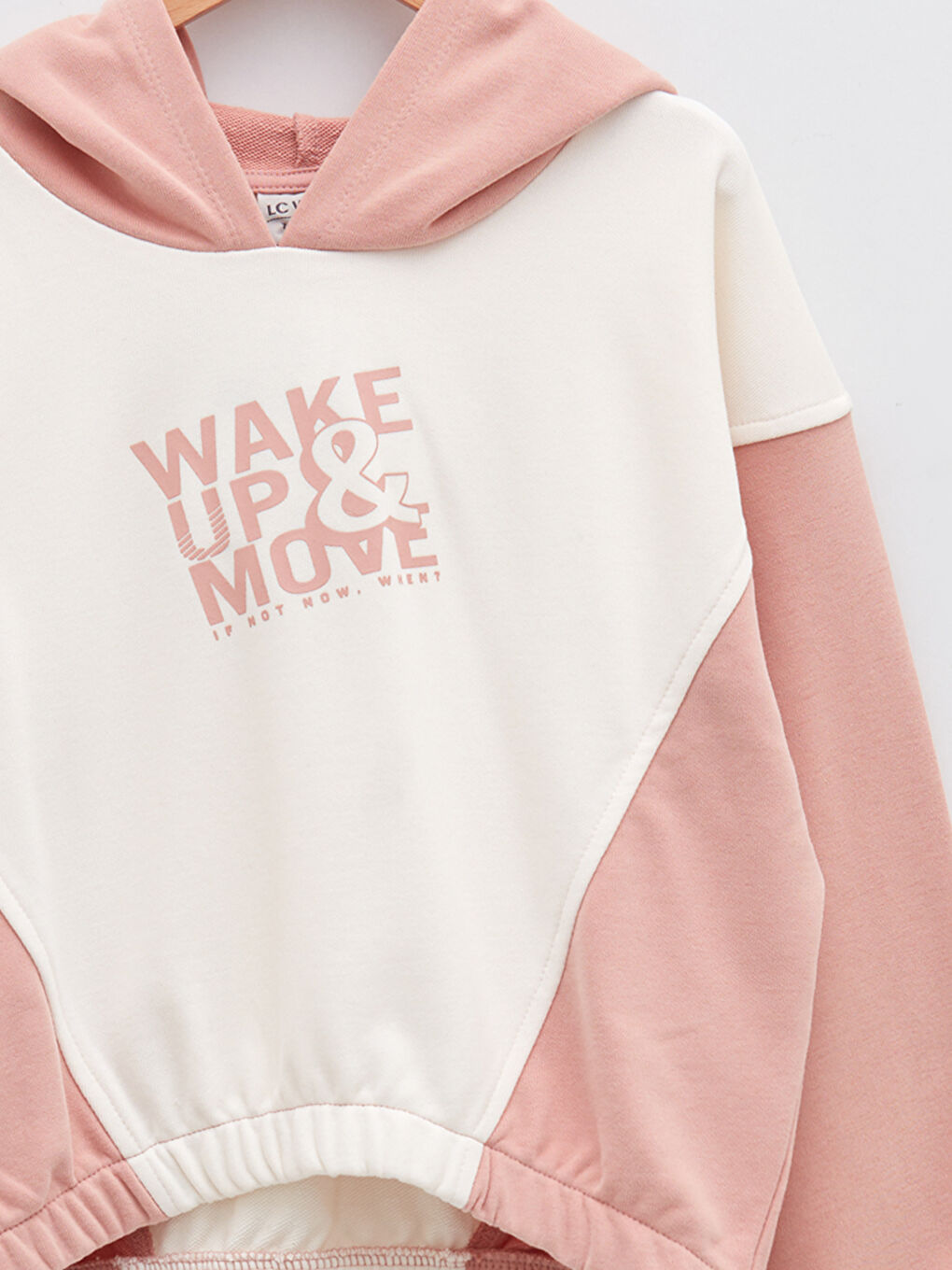 Pembe Kapüşonlu Baskılı Uzun Kollu Kız Çocuk Sweatshirt-2