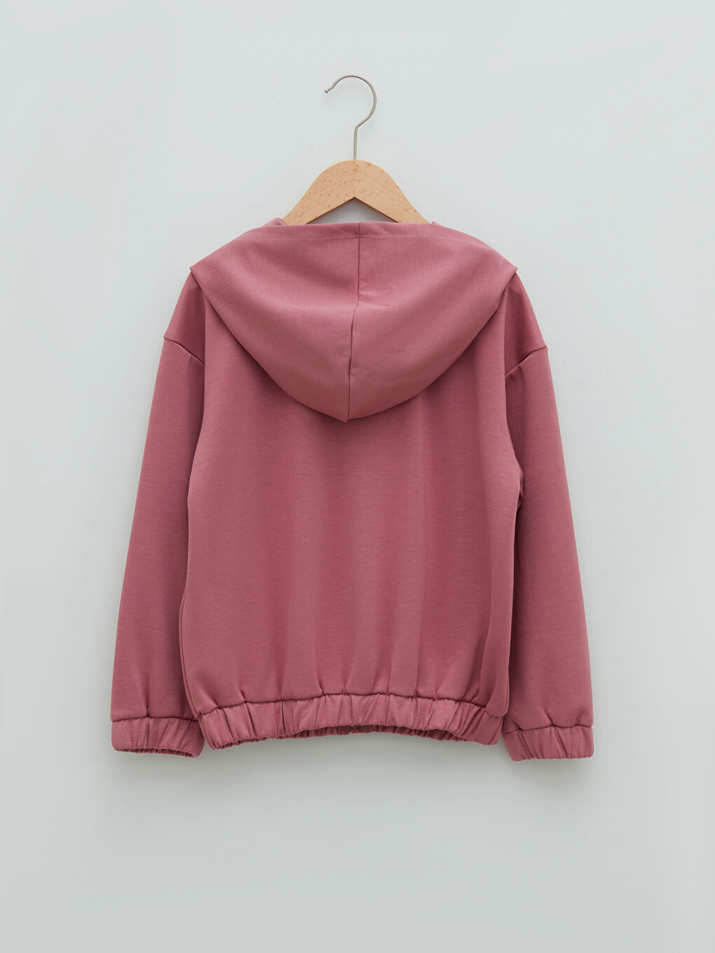 Pembe Kapüşonlu Slogan Baskılı Uzun Kollu Kız Çocuk Fermuarlı Sweatshirt-1
