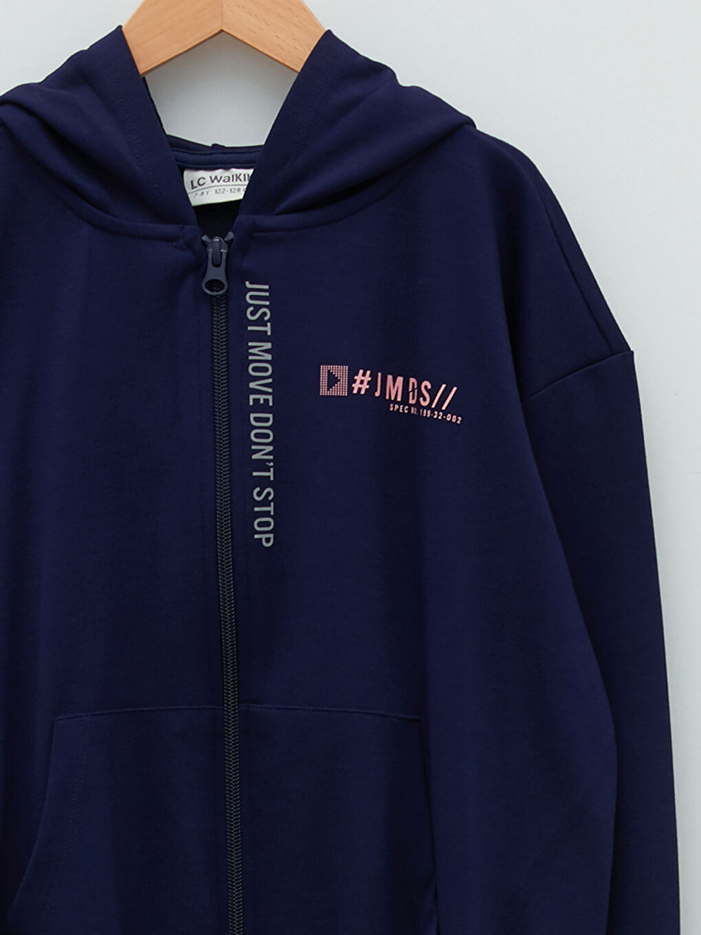 LCW Kids Kapüşonlu Slogan Baskılı Uzun Kollu Kız Çocuk Fermuarlı Sweatshirt -W1GF60Z4-R3W