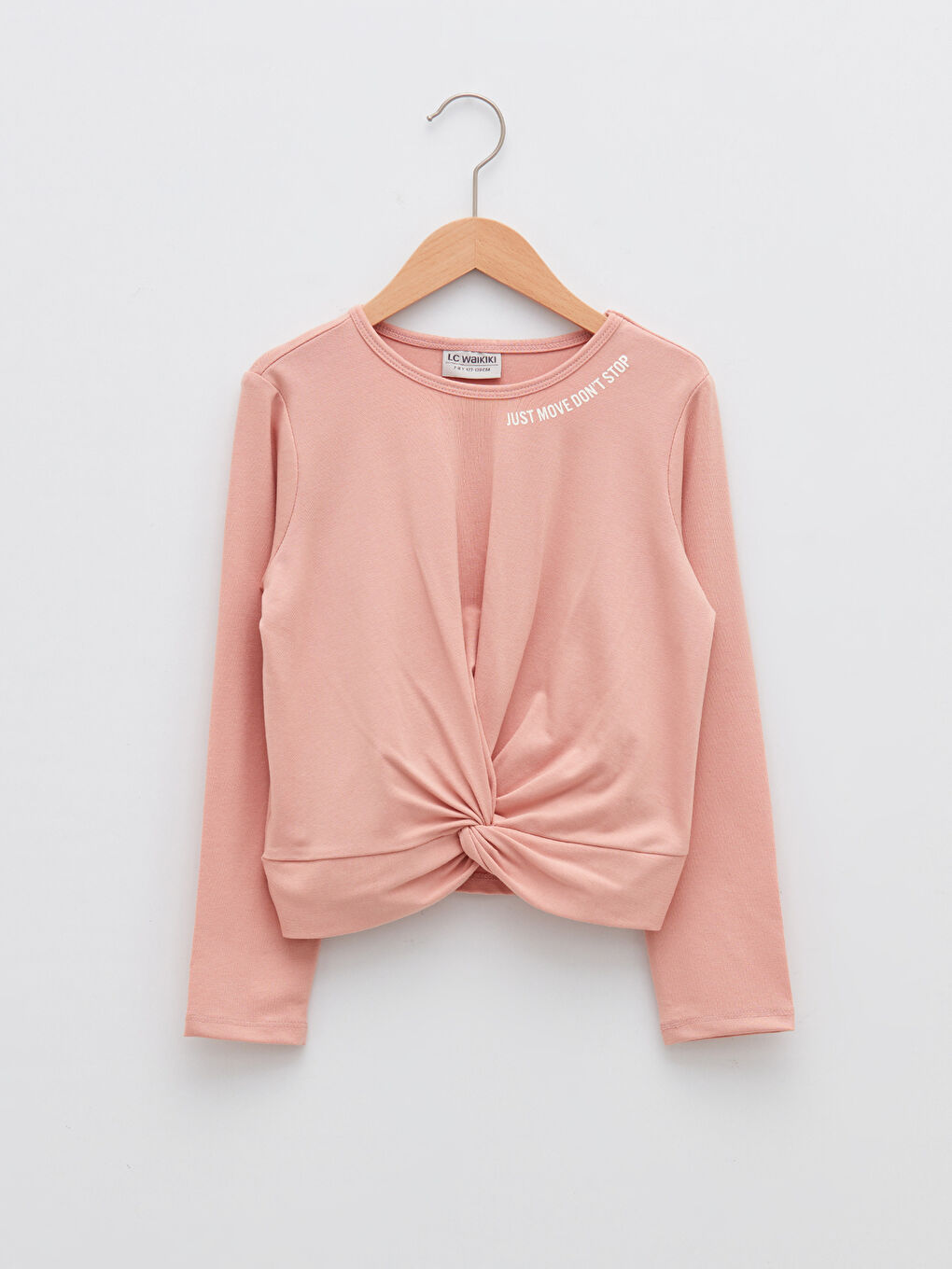 Pembe Bisiklet Yaka Baskılı Uzun Kollu Kız Çocuk Tişört