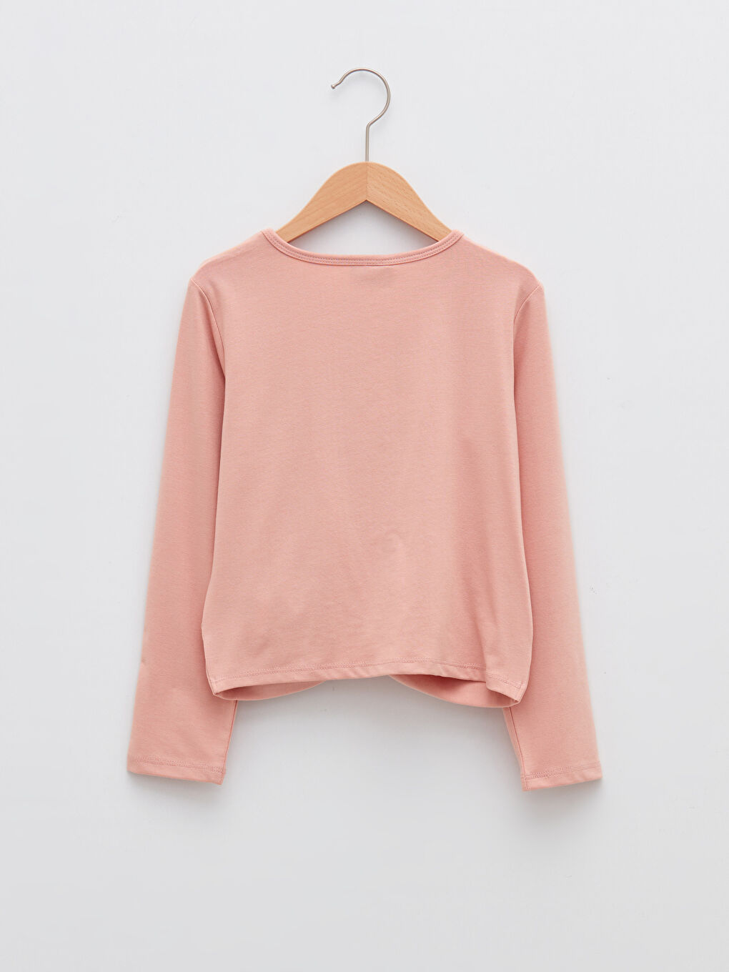 Pembe Bisiklet Yaka Baskılı Uzun Kollu Kız Çocuk Tişört-1