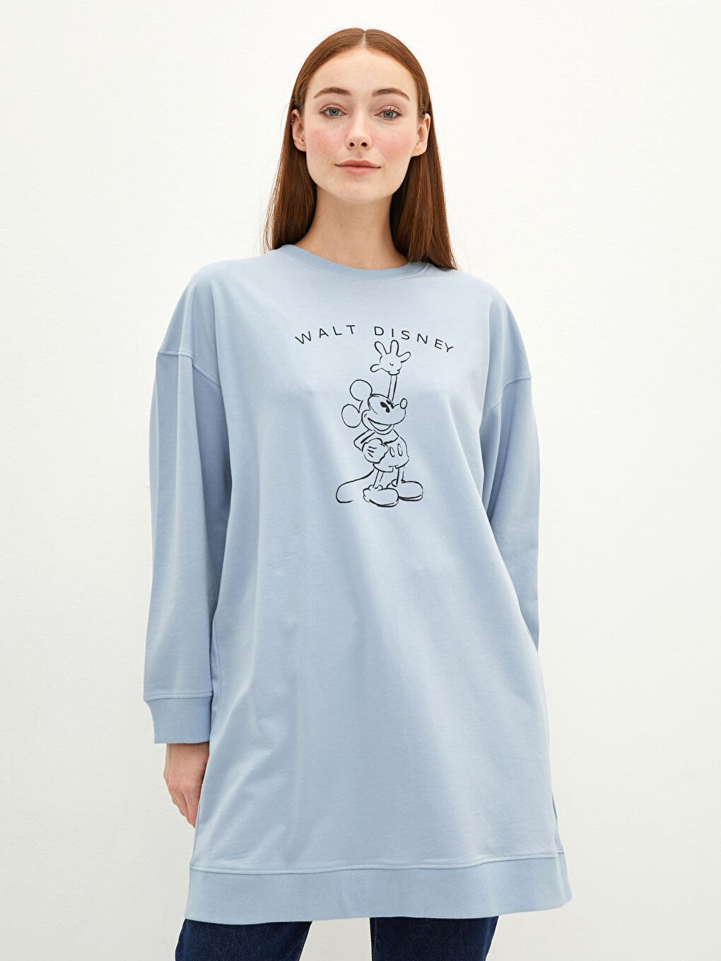 LCW Modest Bisiklet Yaka Mickey Mouse Baskılı Kadın Sweatshirt Tunik -W1GG04Z8-UD9