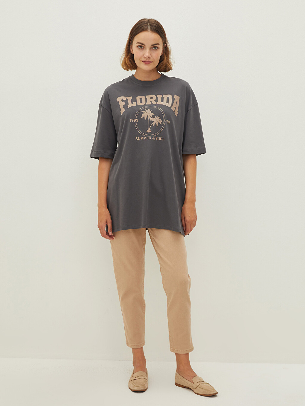 Comfortable Fit Straight Pocket Detailed Gabardine Fabric Women's Trousers-5