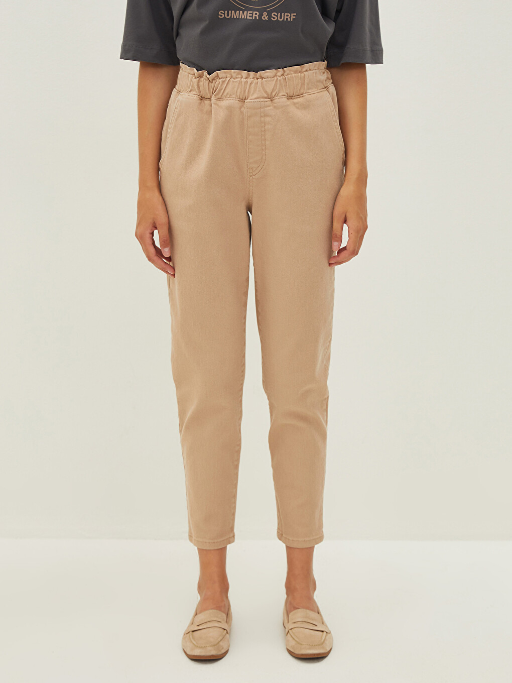 Comfortable Fit Straight Pocket Detailed Gabardine Fabric Women's Trousers-7