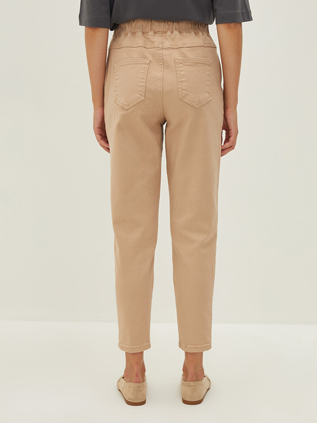 Comfortable Fit Straight Pocket Detailed Gabardine Fabric Women's Trousers-9