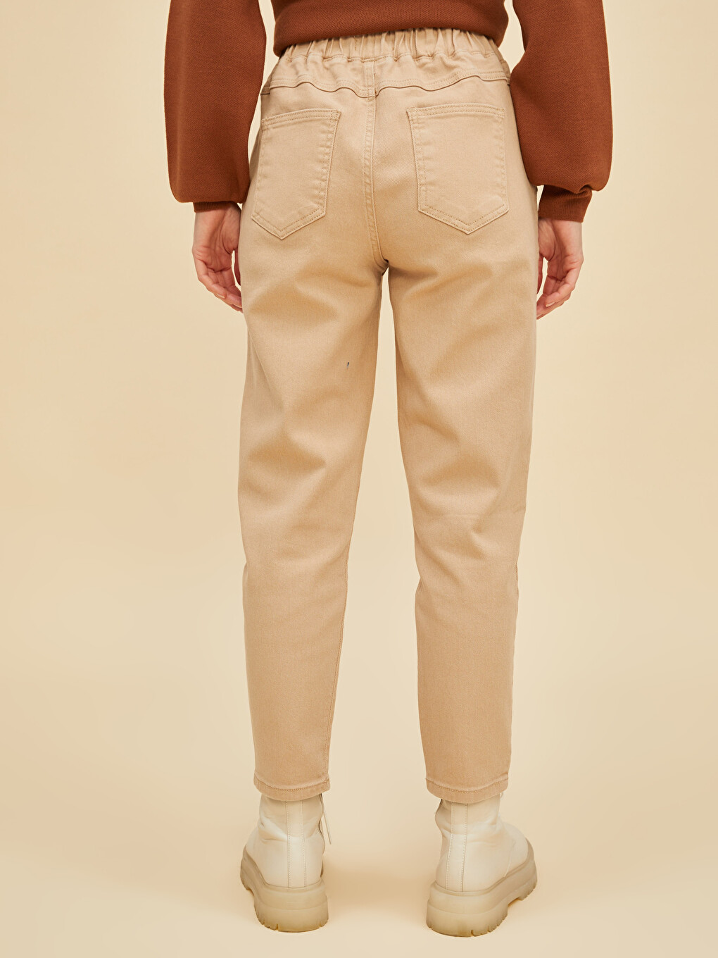 Comfortable Fit Straight Pocket Detailed Gabardine Fabric Women's Trousers-8