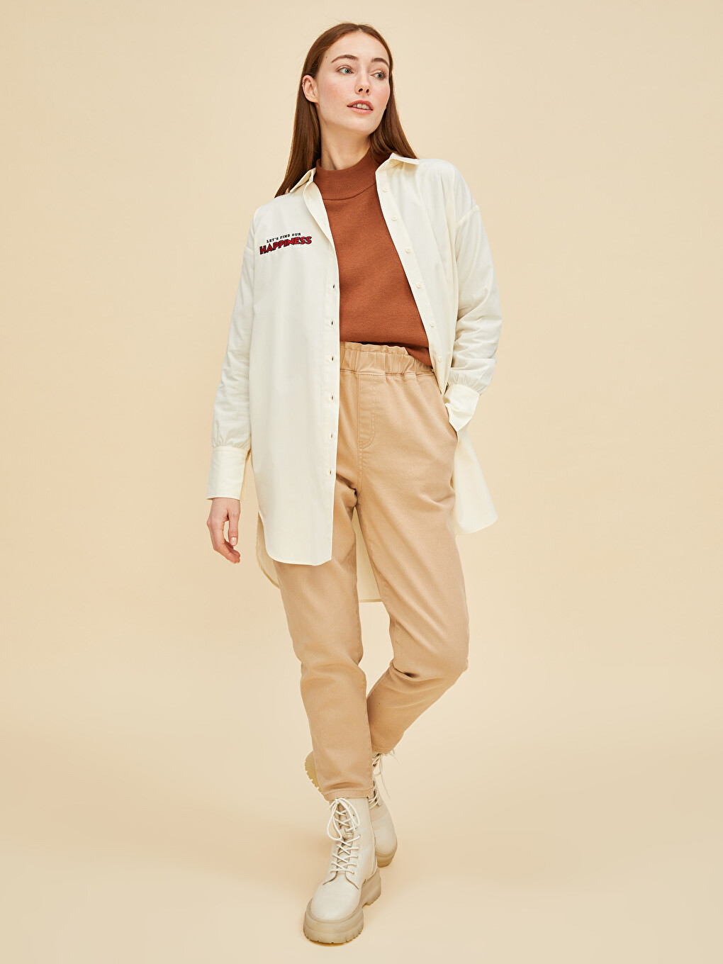 Comfortable Fit Straight Pocket Detailed Gabardine Fabric Women's Trousers