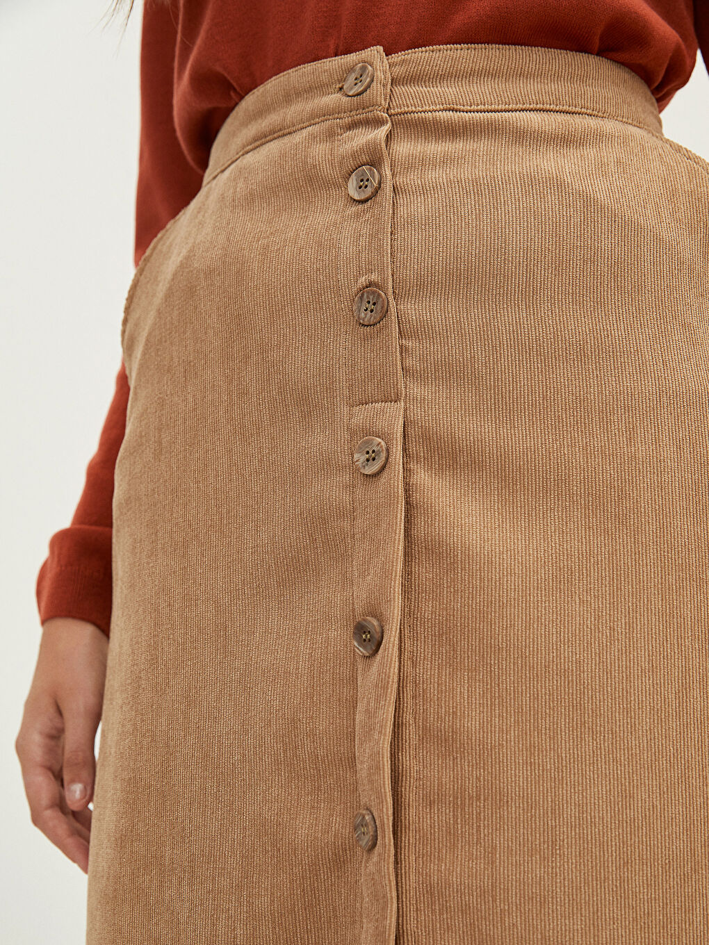 Women's Elastic Waist Corduroy Skirt-4