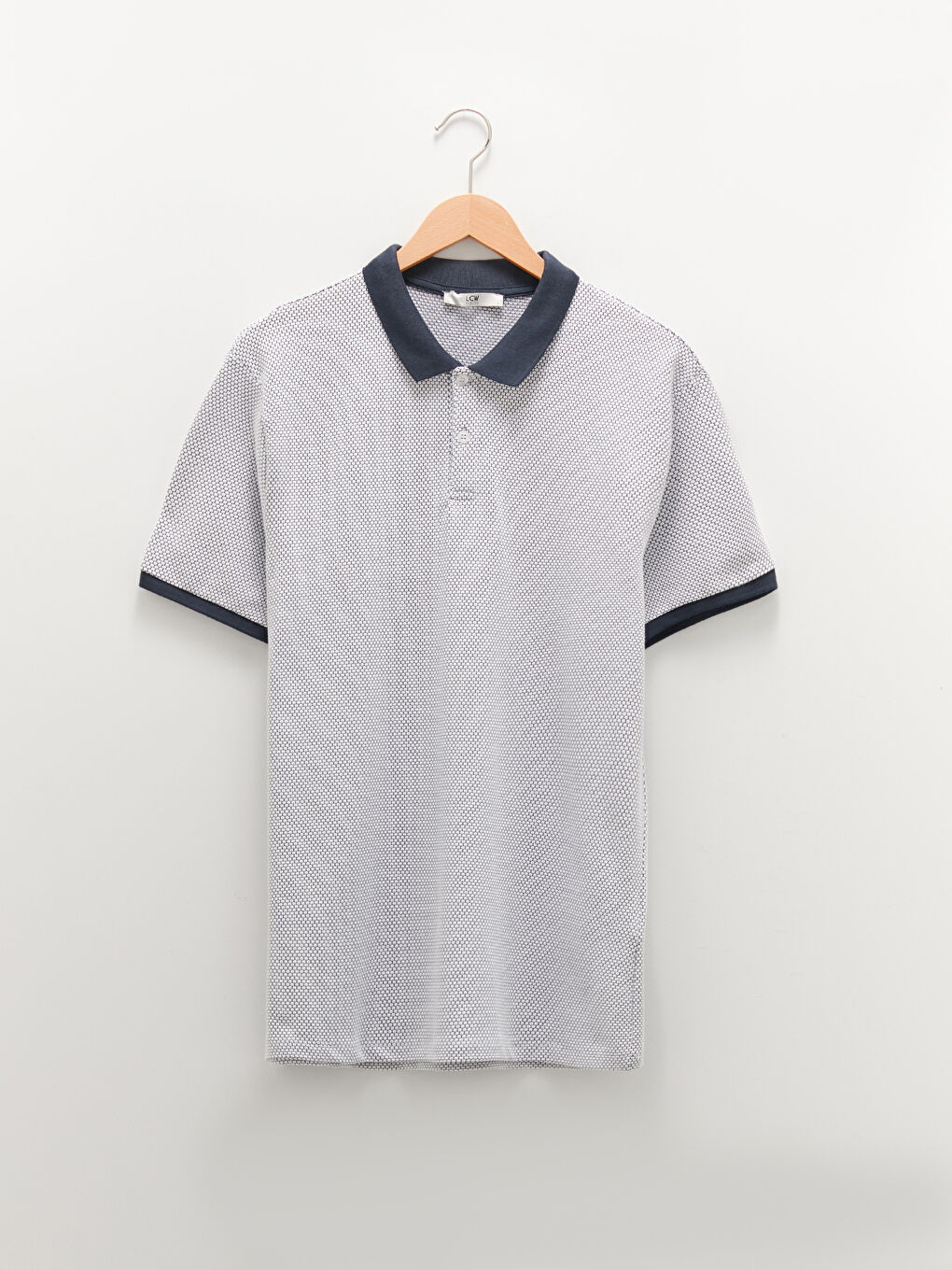 Beyaz Polo Yaka Kısa Kollu Erkek Tişört-5