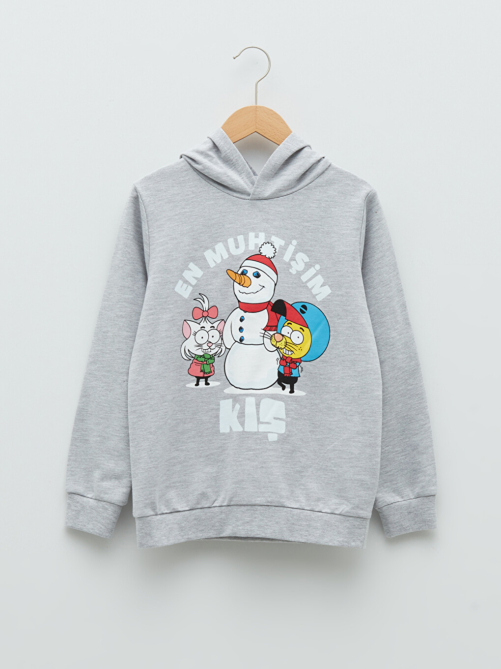 LCW Kids Kapüşonlu Kral Şakir Baskılı Uzun Kollu Erkek Çocuk