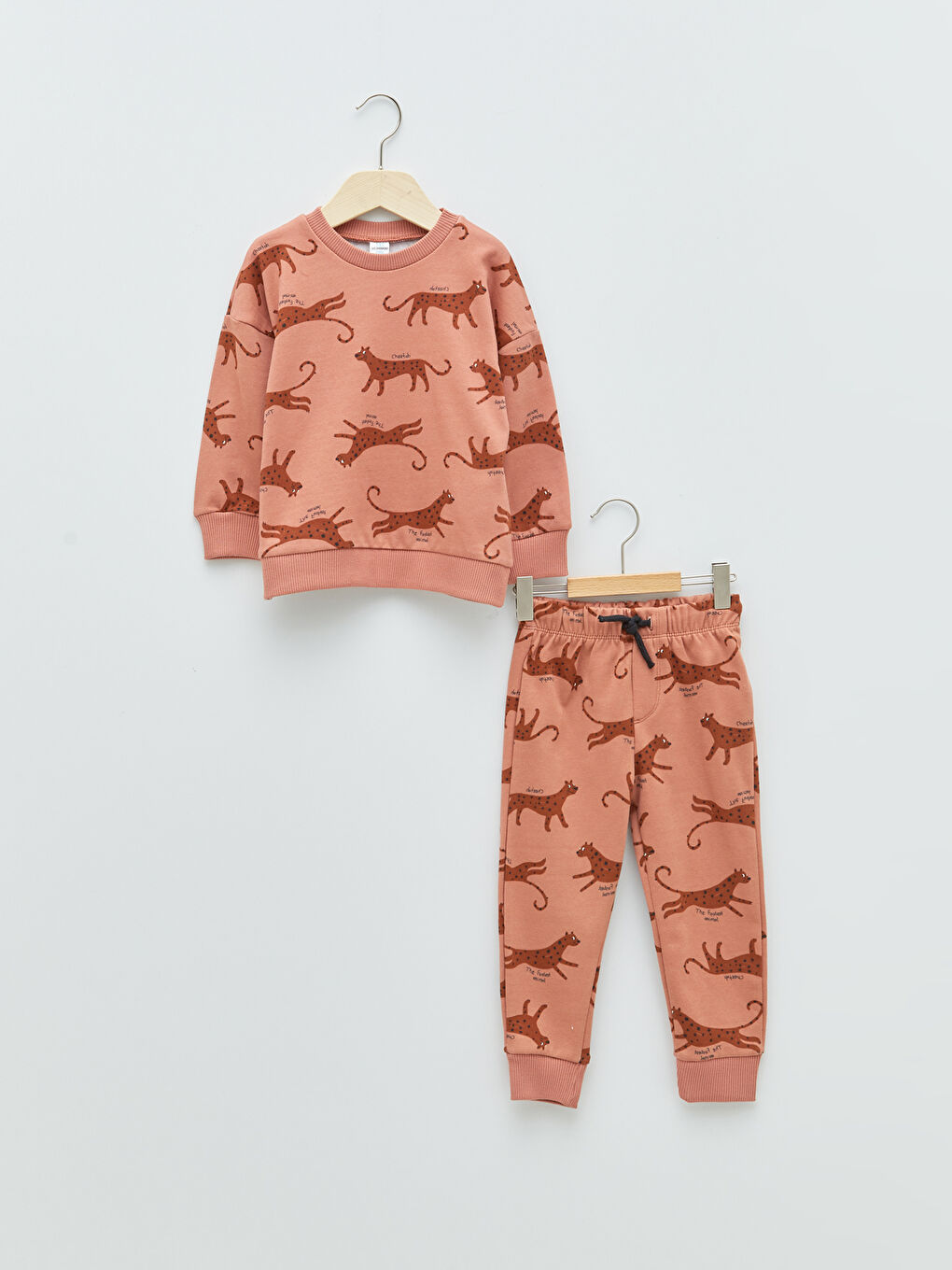 Crew Neck Long Sleeve Printed Baby Boy Sweatshirt and Jogger Trousers 2-Pack Set