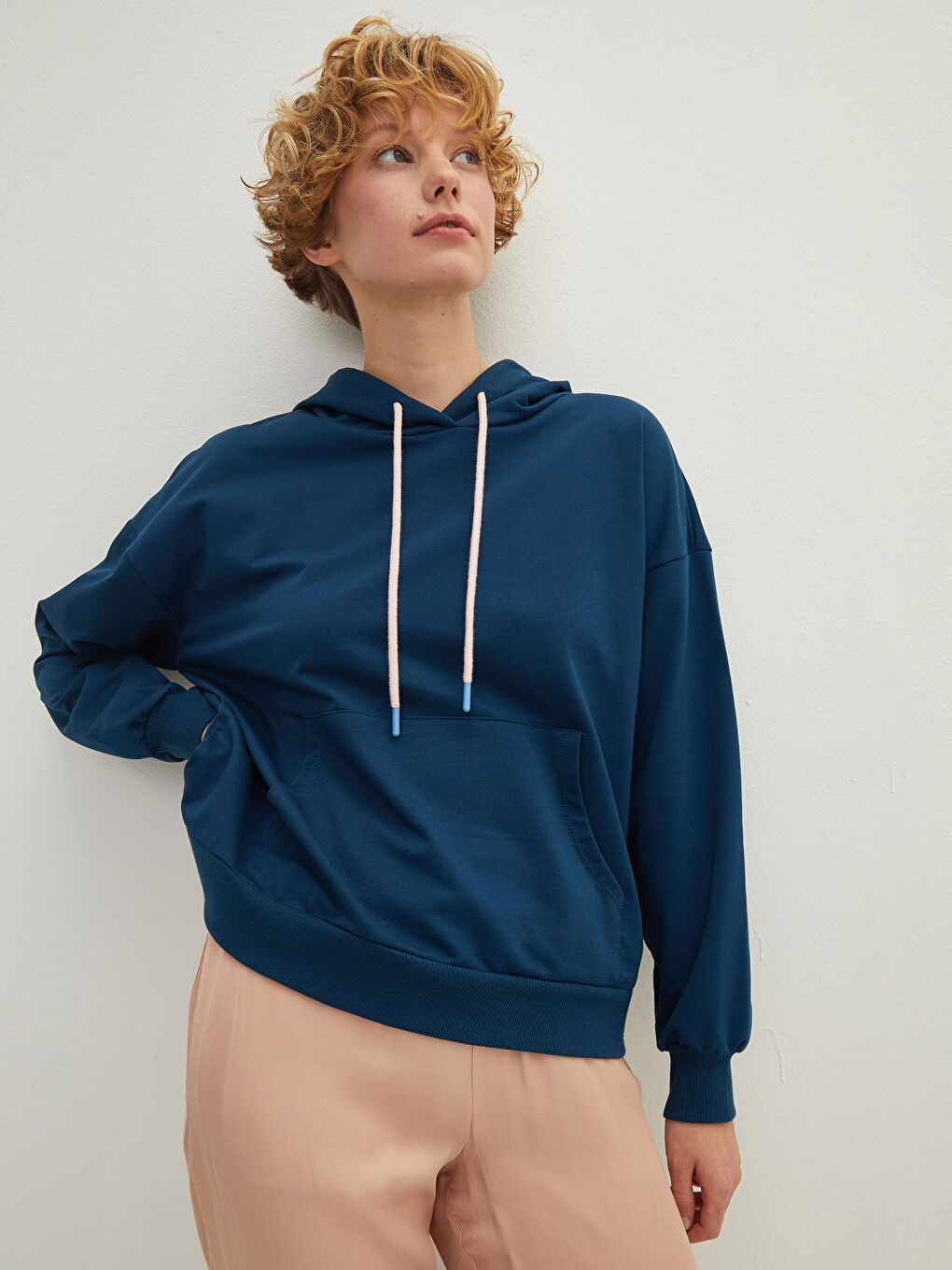 Hooded Collar Regular Long Sleeve Women's Sweatshirt -W1GG86Z8-LYB
