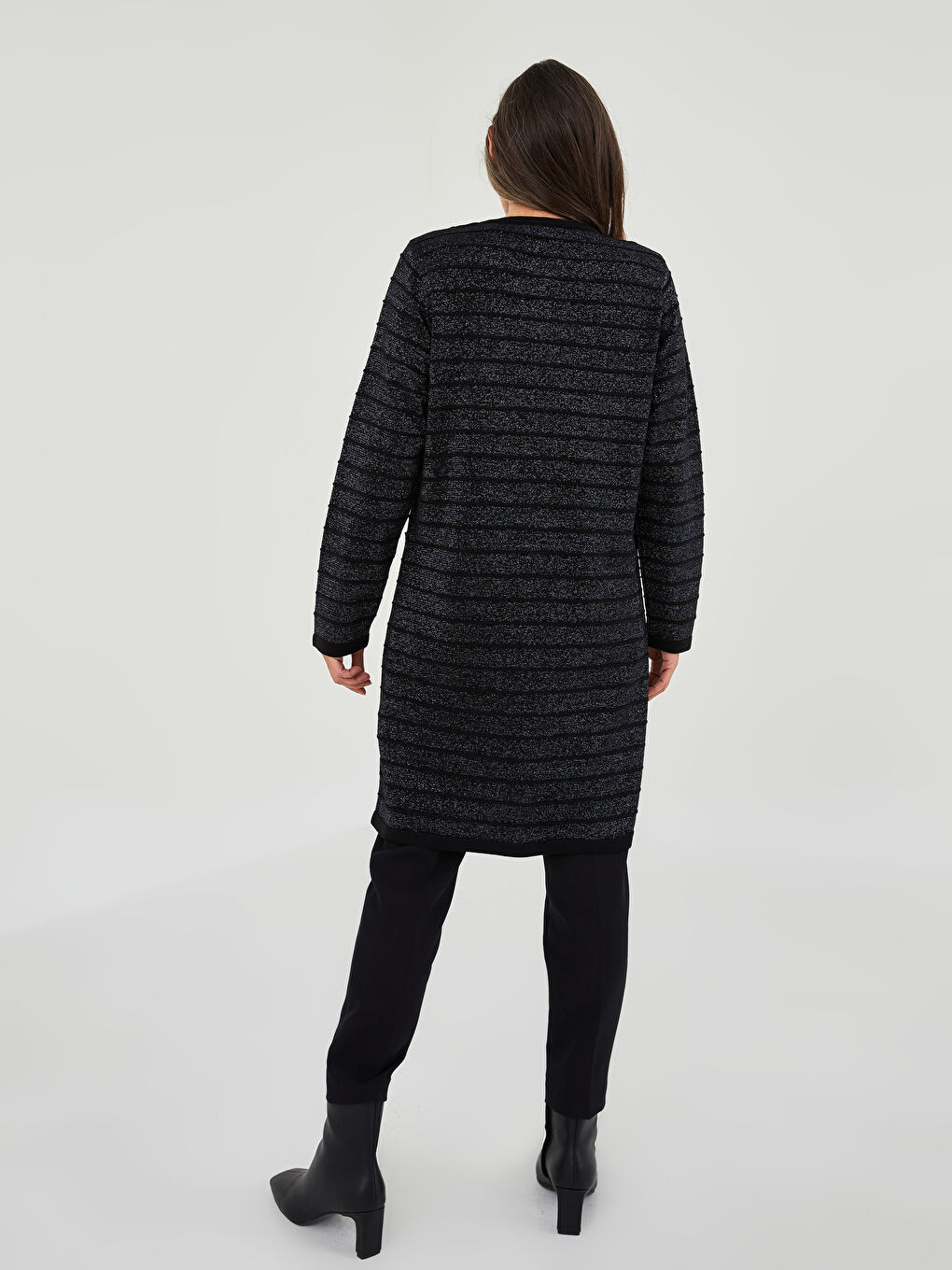 Кръгло деколте, с шарки, дълъг ръкав, жилетка от трико за жени-4