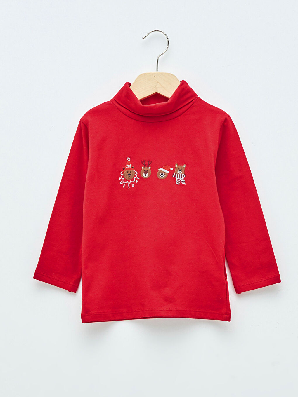 Turtleneck Long Sleeve Embroidery Detailed Baby Boy T-Shirt