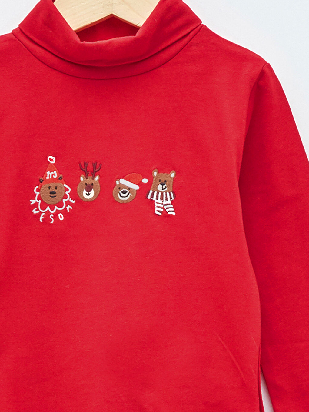 Turtleneck Long Sleeve Embroidery Detailed Baby Boy T-Shirt-2