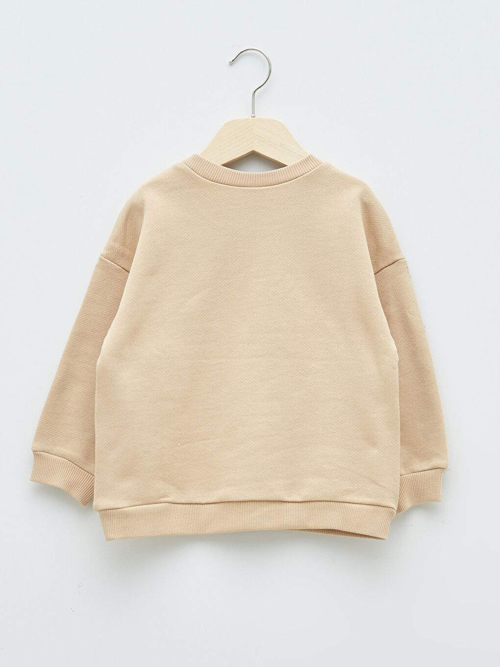 Bej Bisiklet Yaka Uzun Kollu Yılbaşı Temalı Erkek Bebek Sweatshirt-1