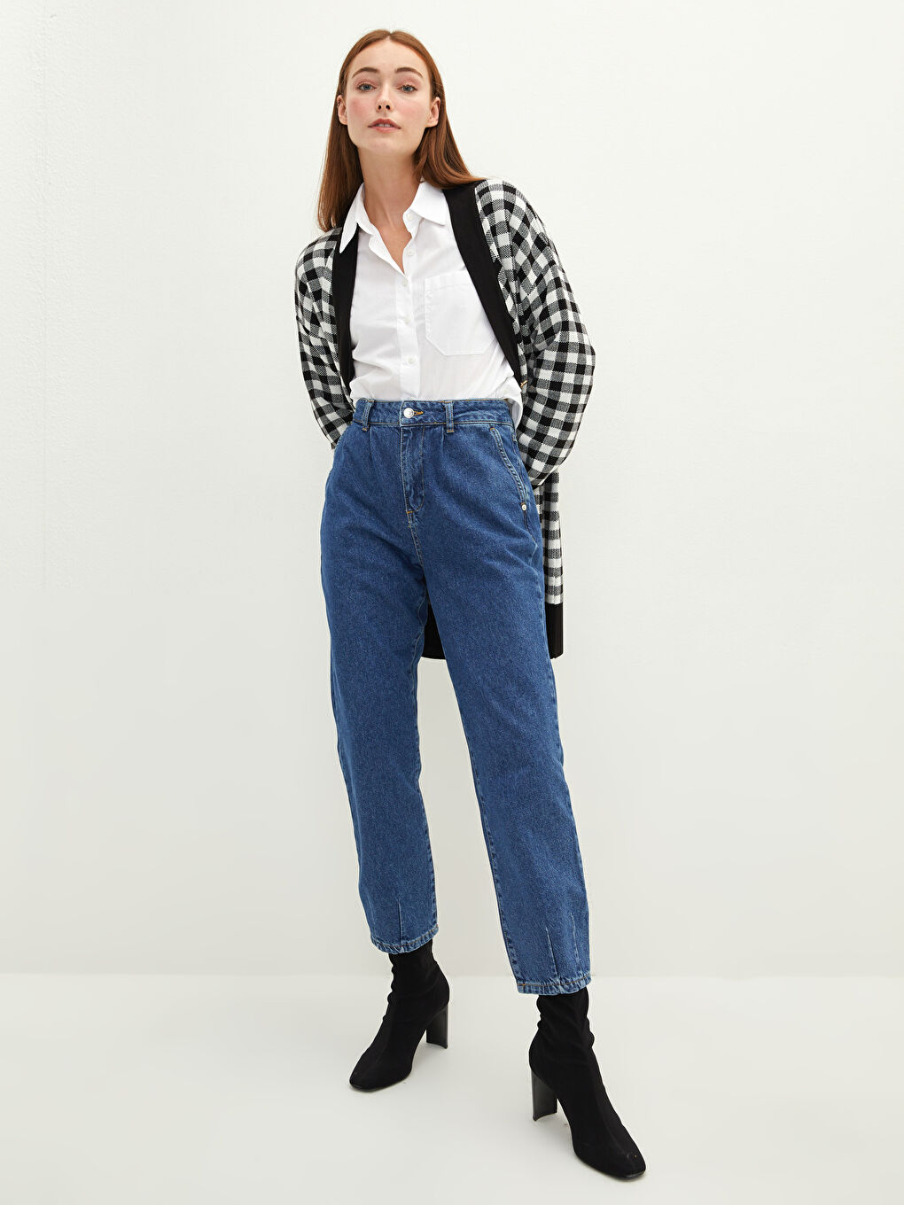 İndigo Mom Fit Cep Detaylı Kadın Rodeo Jean Pantolon-3