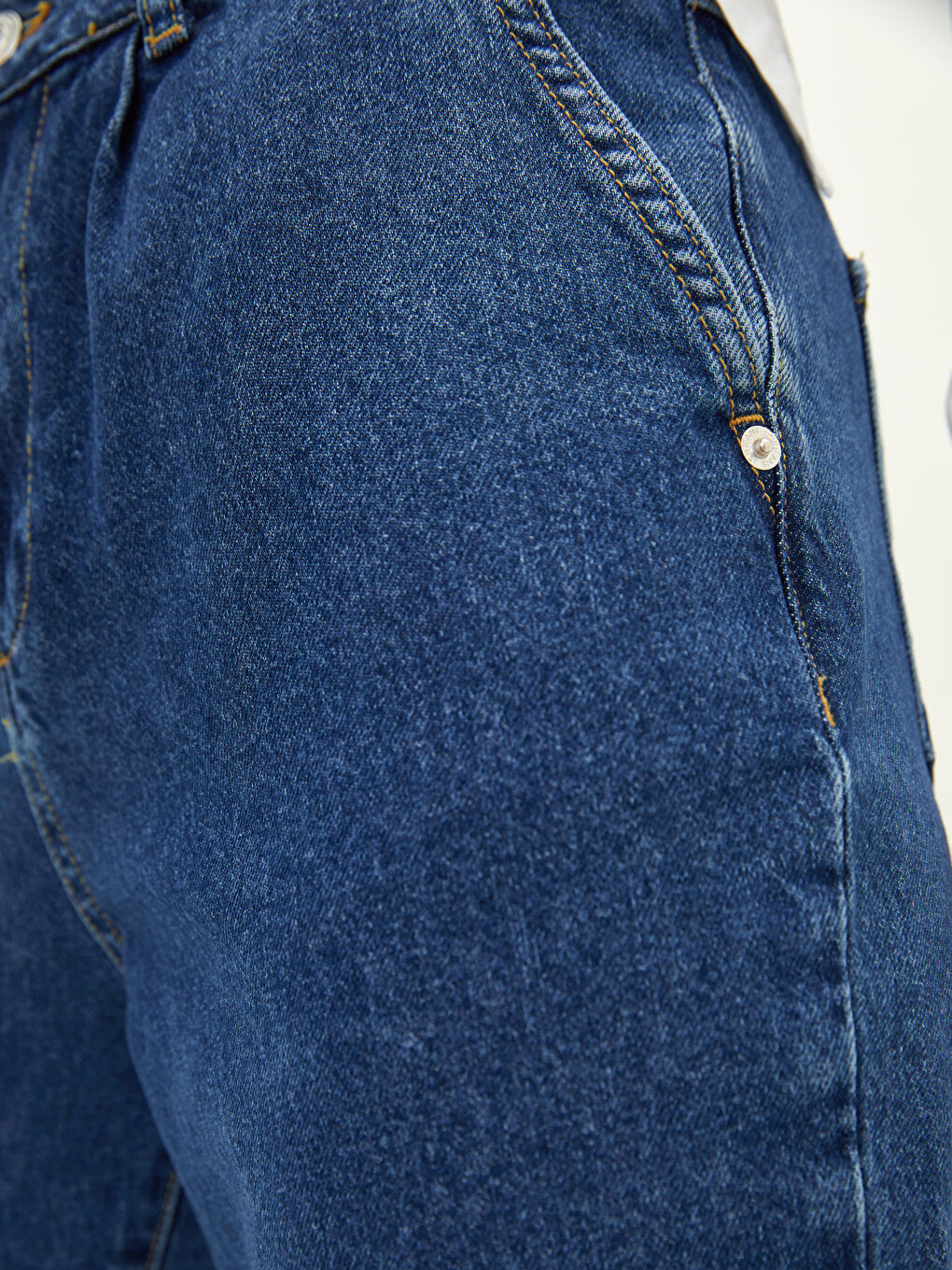 İndigo Mom Fit Cep Detaylı Kadın Rodeo Jean Pantolon-7