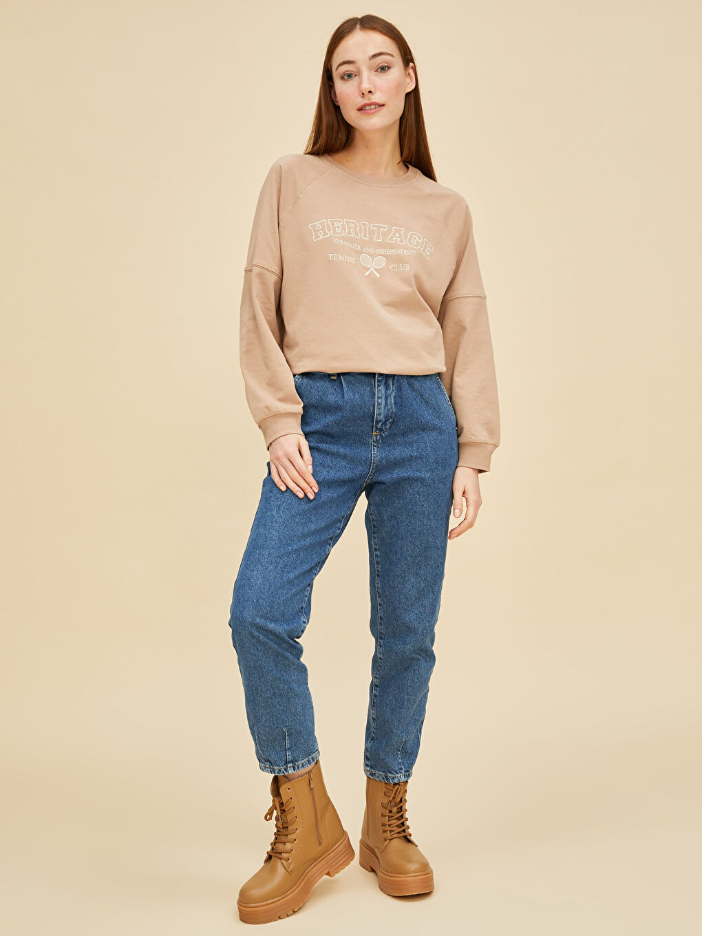 İndigo Mom Fit Cep Detaylı Kadın Rodeo Jean Pantolon-2