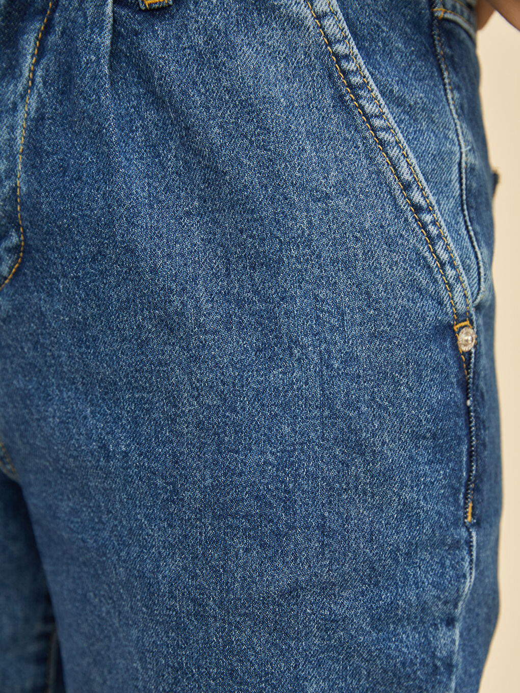 İndigo Mom Fit Cep Detaylı Kadın Rodeo Jean Pantolon-8