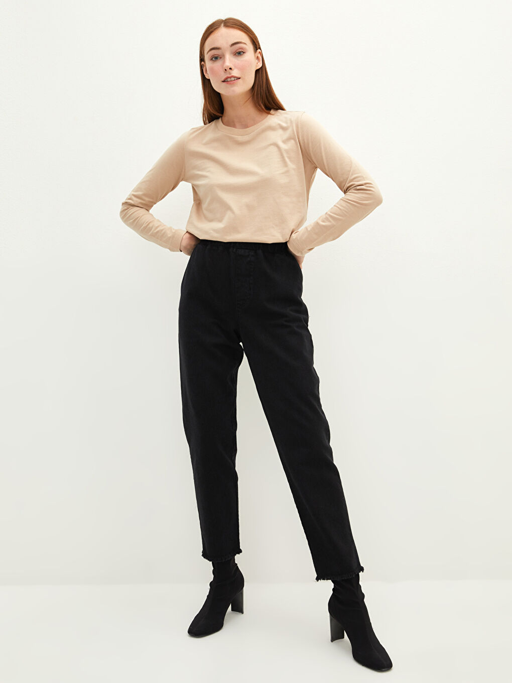 LCW Modest Wide Fit Pocket Detailed Harem Women Rodeo Jean Trousers -W1GH55Z8-326