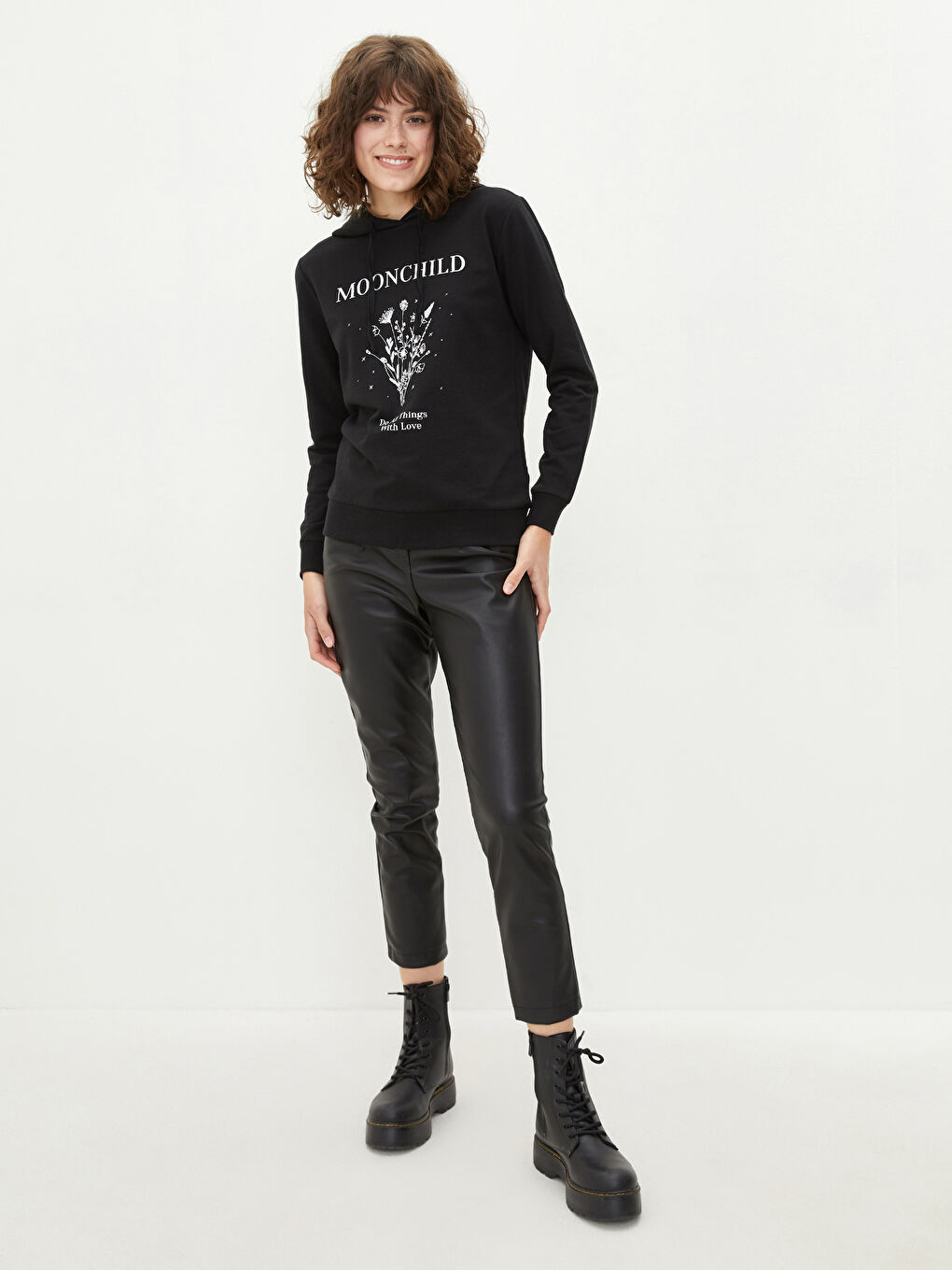 LCW Vision Hooded Printed Long Sleeve Women's Sweatshirt -W1GH67Z8-CVL