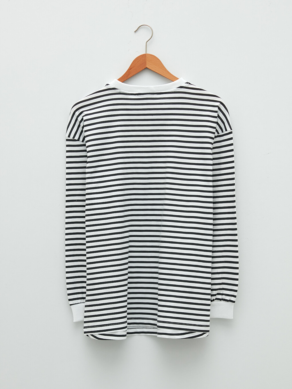 Crew Neck Striped Daisy Duck Printed Long Sleeve Cotton Maternity T-Shirt-6