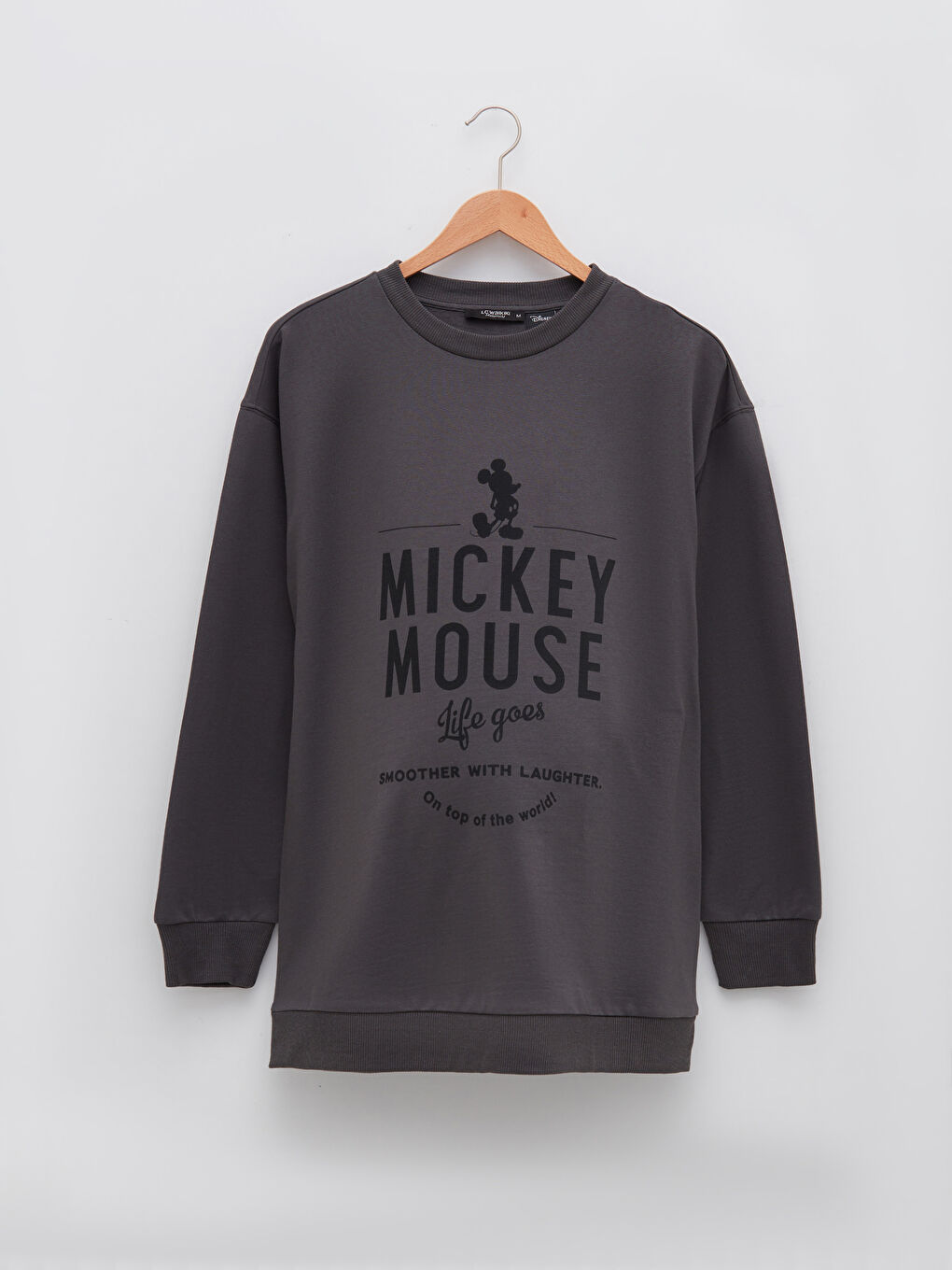 LCWAIKIKI Maternity Koyu Gri Bisiklet Yaka Mickey Mouse Baskılı Uzun Kollu Hamile Sweatshirt - 5