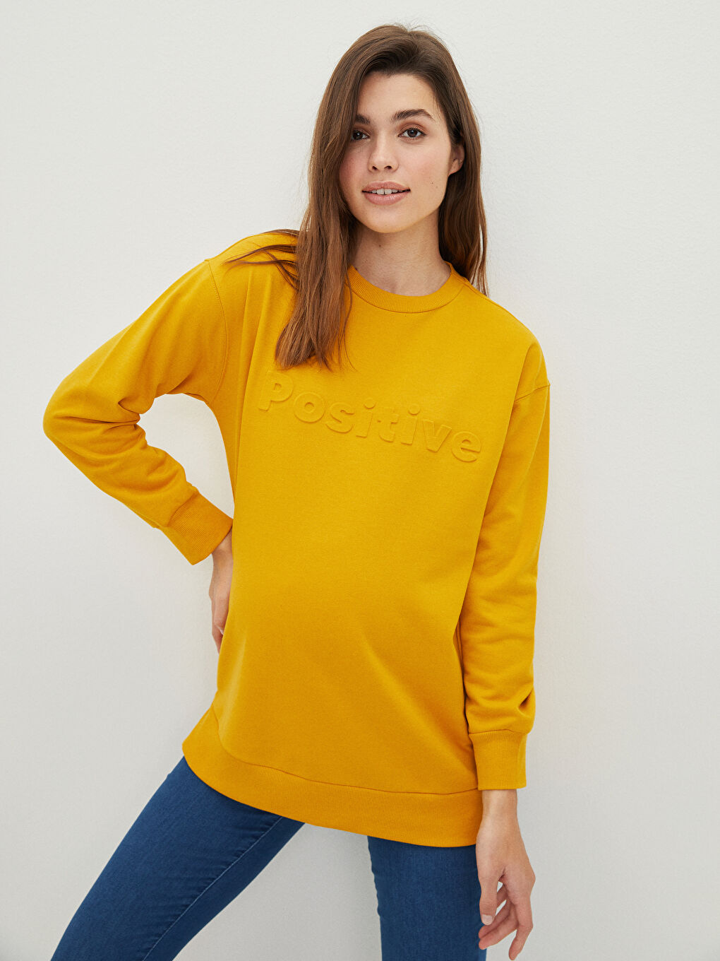 Sweat-shirt de maternité à slogan imprimé à manches longues et col rond