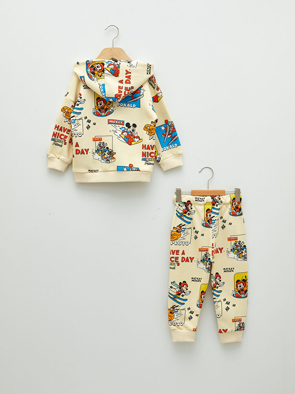 Hooded Long Sleeve Disney Printed Baby Boy Sweatshirt and Pants 2-Pack Set-1