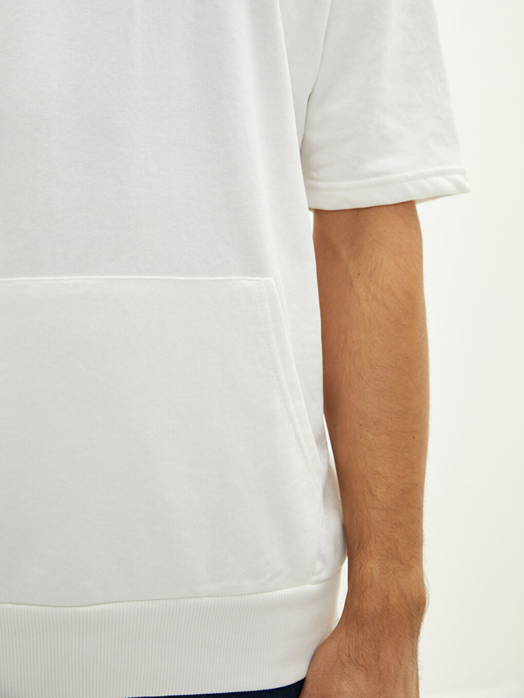 Hooded Short Sleeve Basic Thick Men's Hoodie-3
