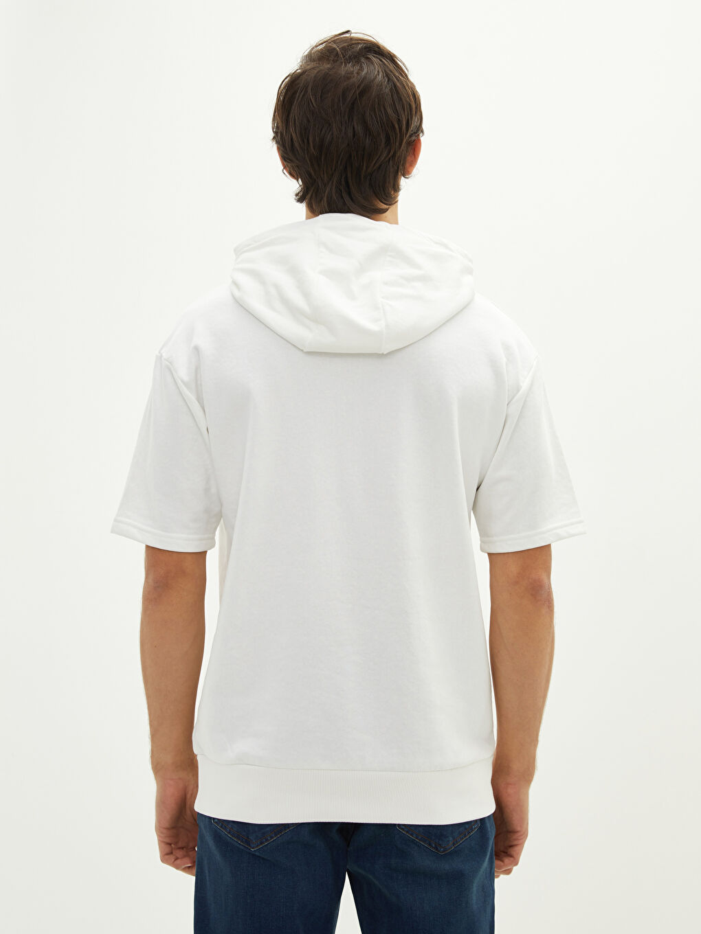 Hooded Short Sleeve Basic Thick Men's Hoodie-4
