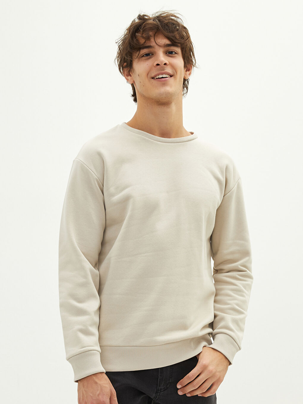 Crew Neck Long Sleeve Men's Thick Sweatshirt