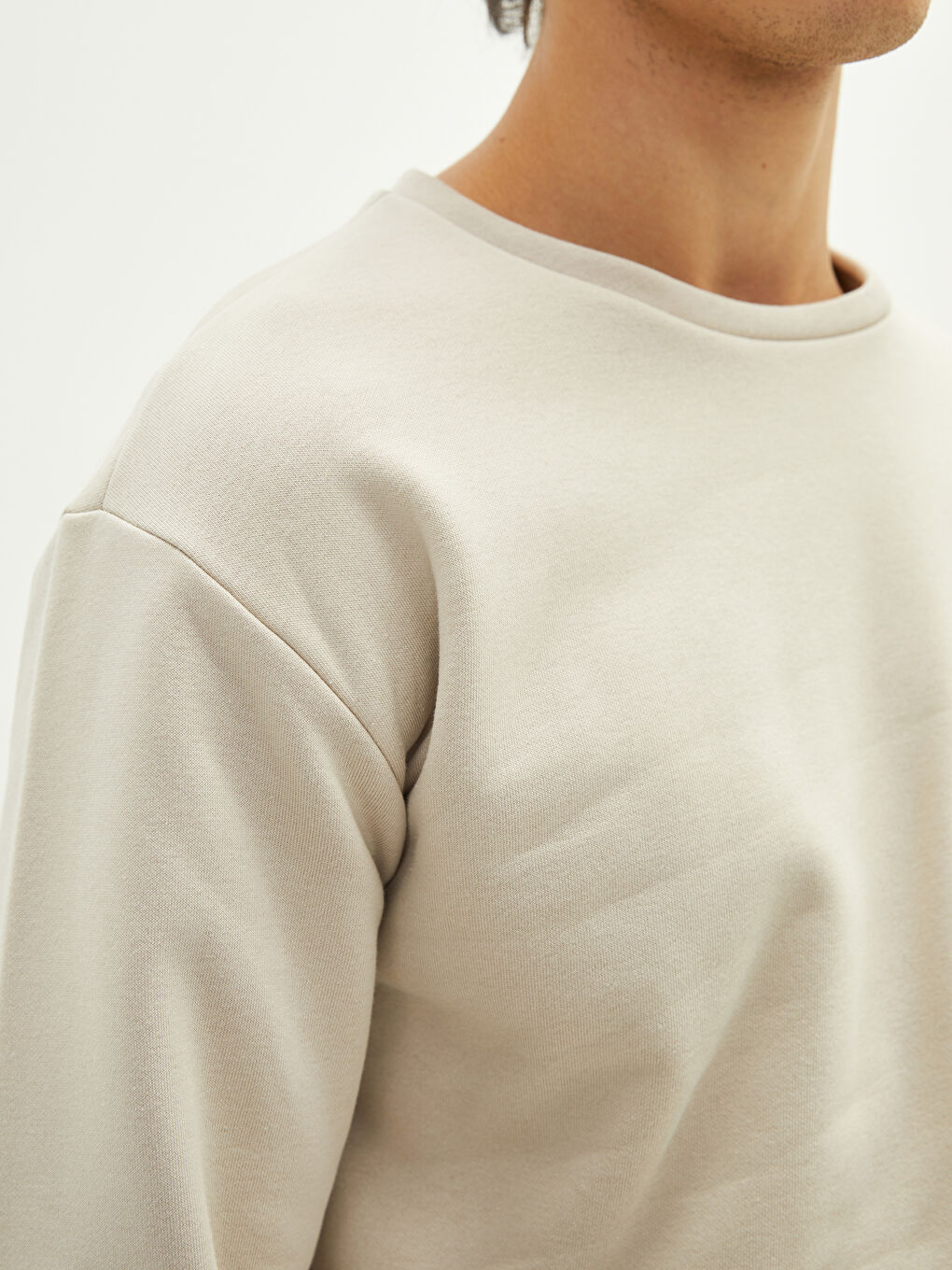 Crew Neck Long Sleeve Men's Thick Sweatshirt-4