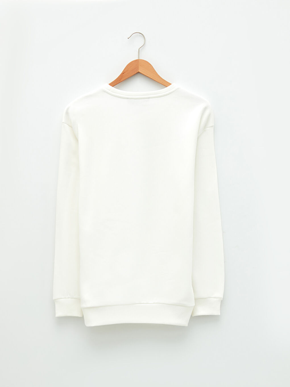 Ekru Bisiklet Yaka Uzun Kollu Erkek Kalın Sweatshirt-6